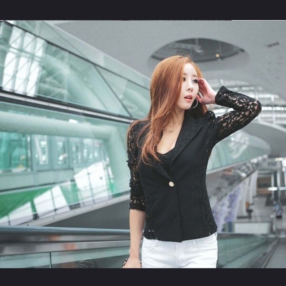 *LOWEST* Black Lace Crochet Blazer Jacket